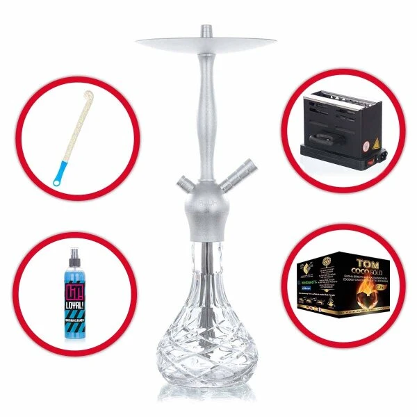 Shisha Komplettset Mit Aladin Shisha Alux - Admiral - Silber 12 Shisha Komplettset Mit Aladin Shisha Alux - Admiral - Silber – Bild 10