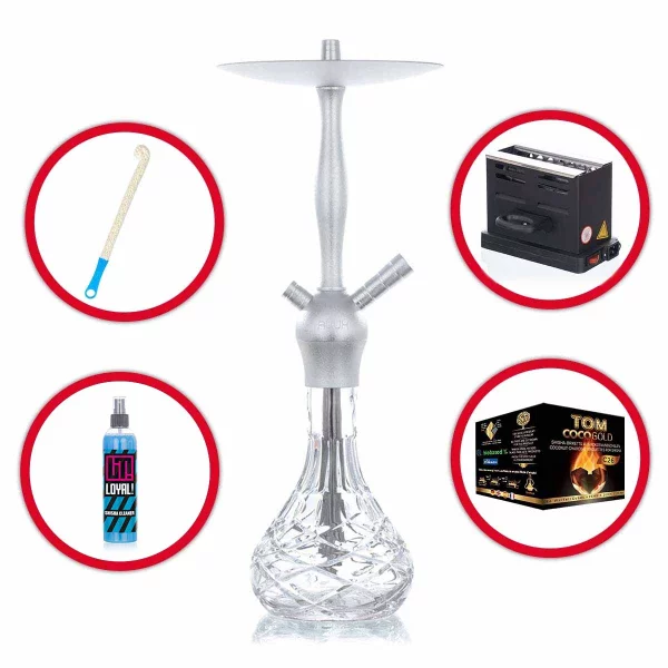 Shisha Komplettset Mit Aladin Shisha Alux - Admiral - Silber 3 Shisha Komplettset Mit Aladin Shisha Alux - Admiral - Silber